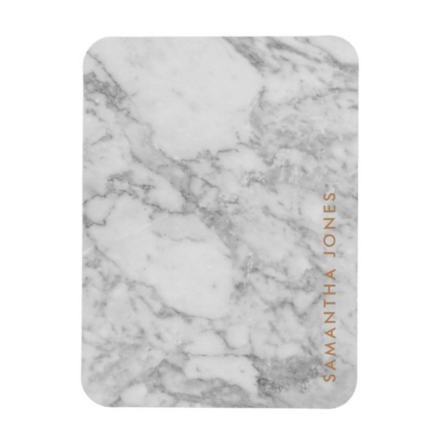 White Carrara Marble Gold Classic Personalised Magnet (Vertical)