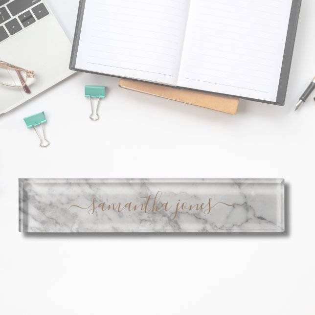 White Carrara Marble Gold Classic Personalised Nameplate (White Carrara Marble Gold Classic Personalised Nameplate
)