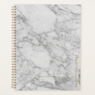 White Carrara Marble Gold Classic Personalised Planner