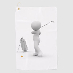 White cartoon character swinging a golf club Best Towel