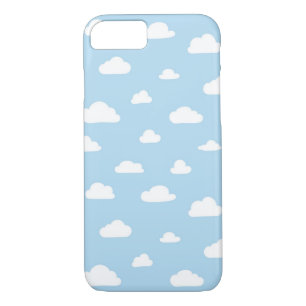 White Cartoon Clouds on Blue Background Pattern iPhone 8/7 Case