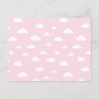 White Cartoon Clouds on Pink Background Pattern