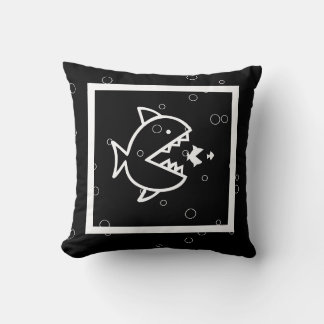 white CARTOON FISH on black pillow