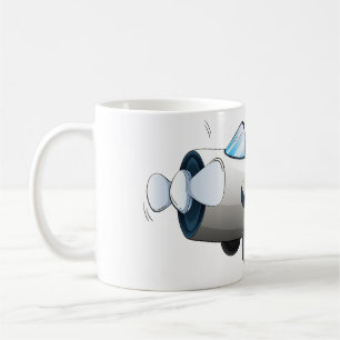 White Cartoon Propeller Plane Retro Style Vintage Coffee Mug