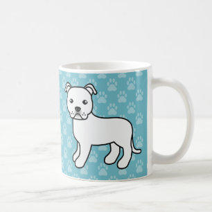 White Cartoon Staffordshire Bull Terrier Coffee Mug