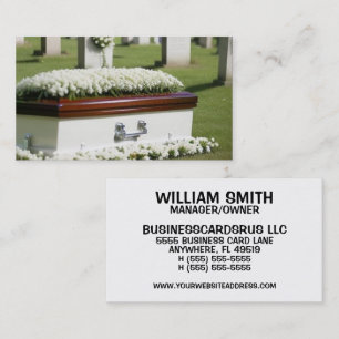White Casket Graveside Funeral Home Director Business Card