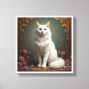 White Cat 5D Diamond Painting Kit Canvas Print