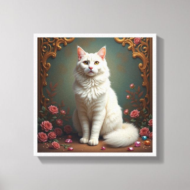 White Cat 5D Diamond Painting Kit  Canvas Print (Front)