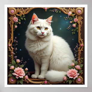 White Cat 5D Diamond Painting Kit Poster