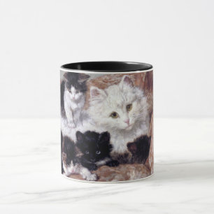 White Cat and her kittens by Henriette Ronner-Knip Mug