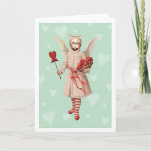 White Cat Angel Greeting Card
