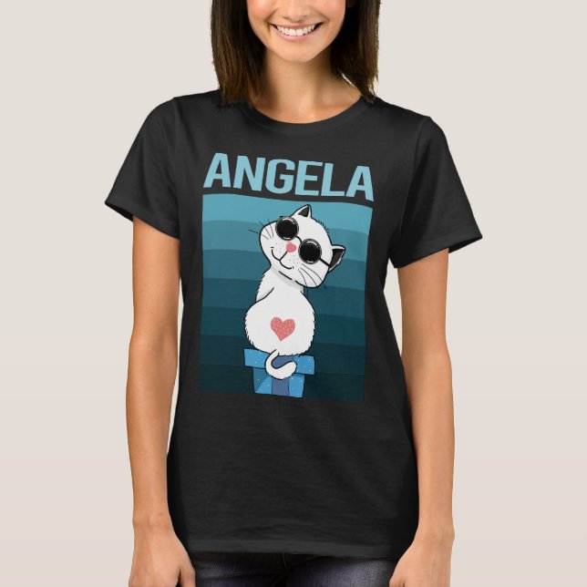 White Cat - Angela Name T-Shirt (Front)