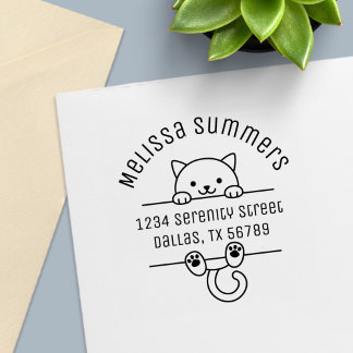 White Cat Arch Address 2 Self-inking Stamp