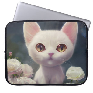 WHITE CAT ART LAPTOP SLEEVE