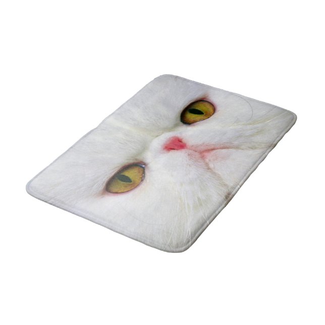White Cat Bath Mat (Angled)