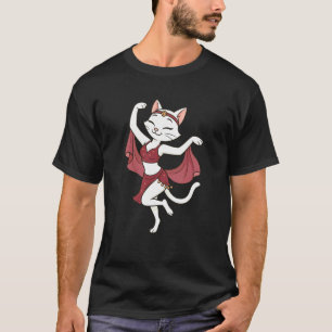 White Cat Belly Dancing Dancer Mum Dad Kids T-Shirt