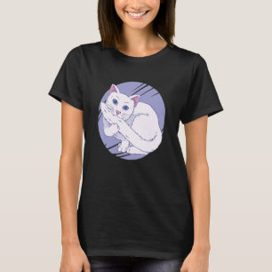 White Cat Bitting Tail Pet T-Shirt