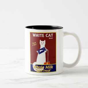 White Cat Brand Whole Milk Two-Tone Coffee Mug