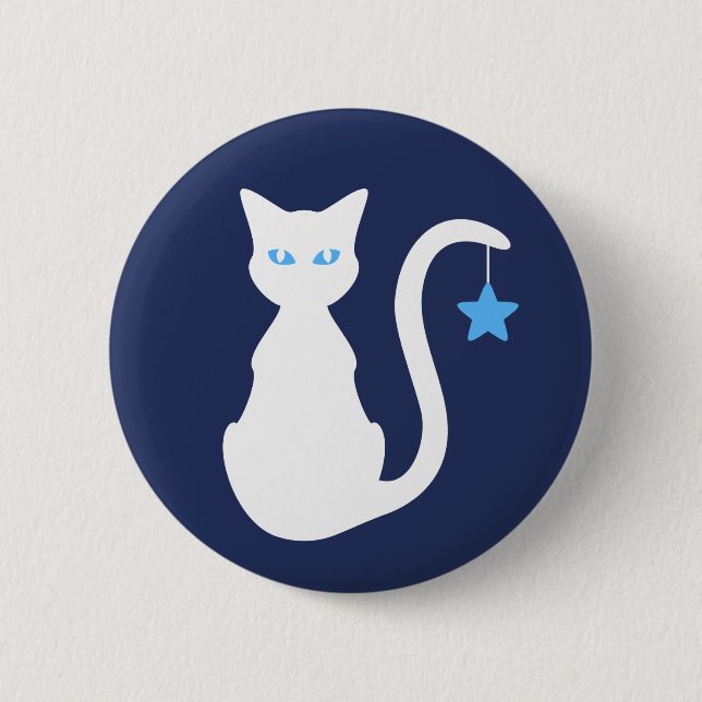 White Cat Button (Front)