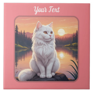 White Cat by Lake Tile