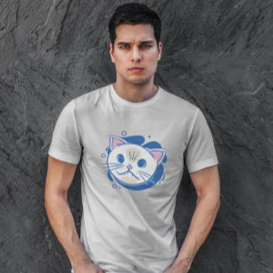 White Cat Cartoon Face Cute   T-Shirt