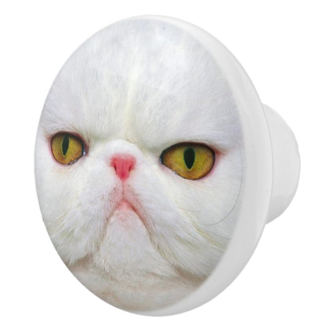 White Cat Ceramic Knob (Right)