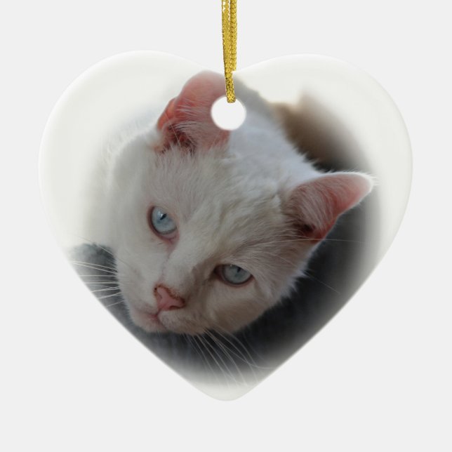 White Cat Ceramic Tree Decoration (Front)