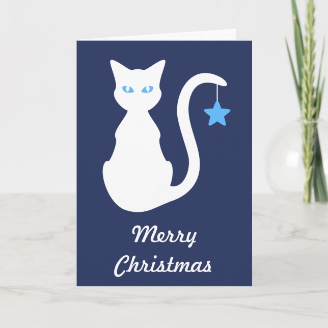 White Cat Christmas Card (Front)