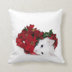 White cat Christmas Cushion