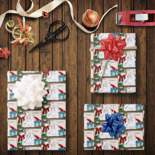 White Cat Christmas Ornaments Funny Wrapping Paper Sheet