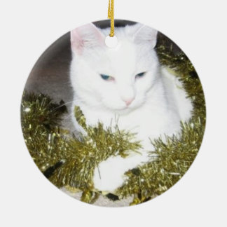 White Cat Christmas Tree Ornament