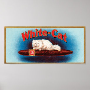 White Cat Cigar Label Poster