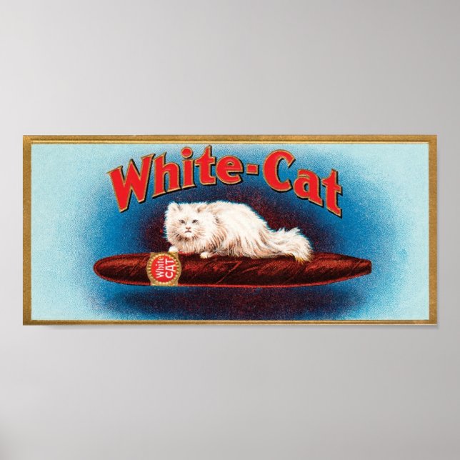 White Cat Cigar Label Poster (Front)