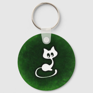 White cat draw key ring