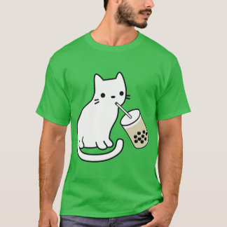 White Cat Drinking Boba Milkea boy T-Shirt