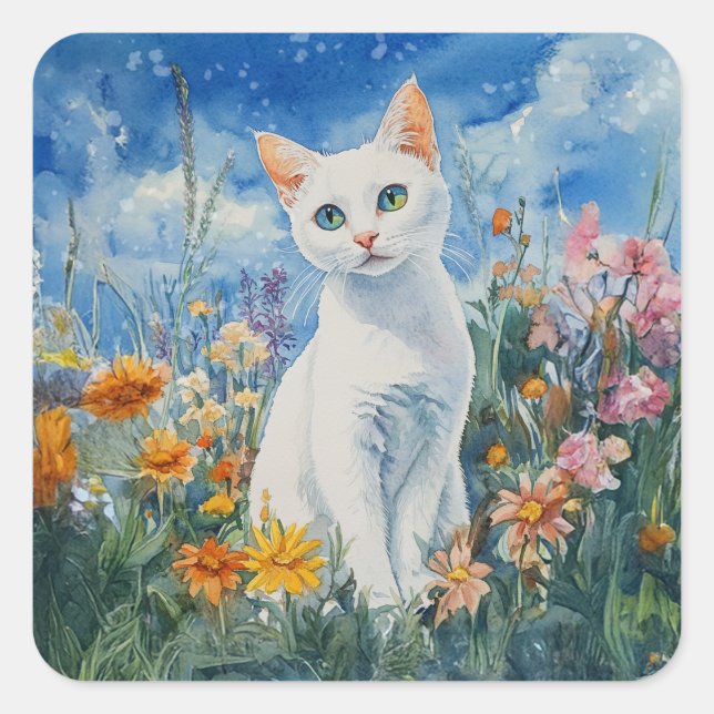 White Cat - Envelope Stickers (Front)