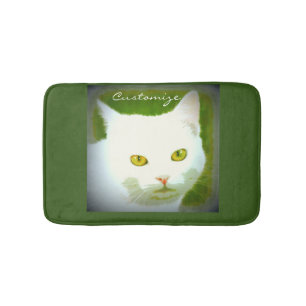 white cat face Thunder_Cove Bath Mat