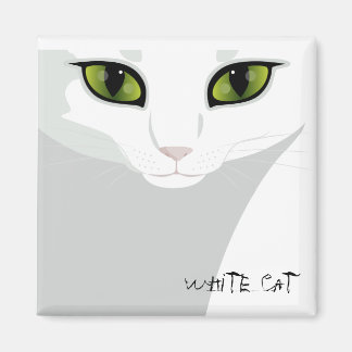White Cat Face with Eye Colour of Your Choice Magnet