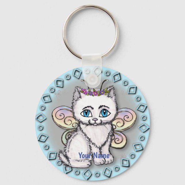 White Cat Fairy Key Ring (Front)
