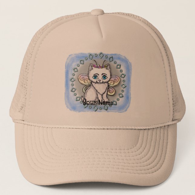 White Cat Fairy Trucker Hat (Front)