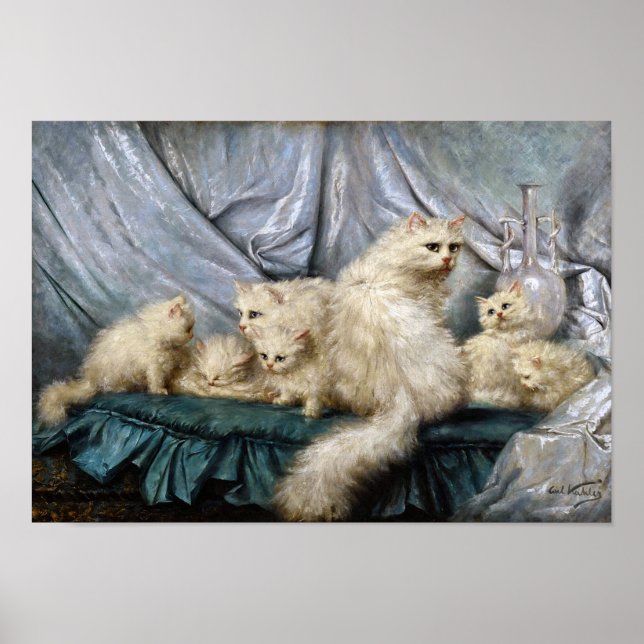 White Cat Family, Carl Kahler Poster (Front)