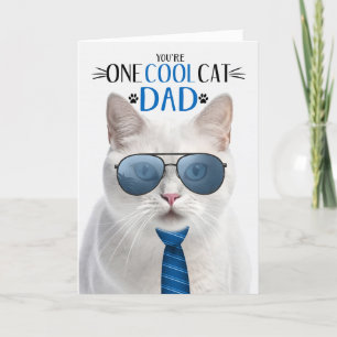 White Cat Father's Day One Cool Cat Holiday Card