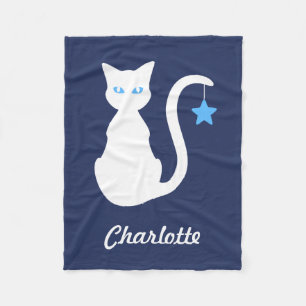White Cat Fleece Blanket