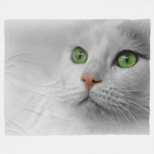 White Cat  Fleece Blanket, Large Blanket