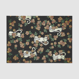 White Cat Flowers Tissue Paper