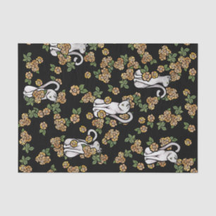 White Cat Flowers Tissue Paper