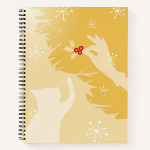 White Cat & Holly, Gold Notebook