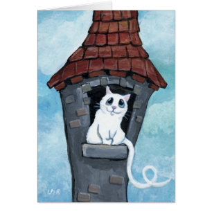 White Cat in a Fairy Tale Tower  Card