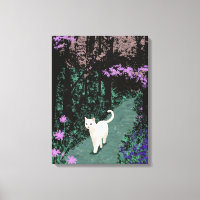 White Cat in An Old Forest Path