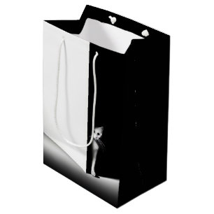 White Cat In Black Shadow Medium Gift Bag